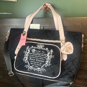 Juicy Couture Black Quilted Bag with Pink Trim